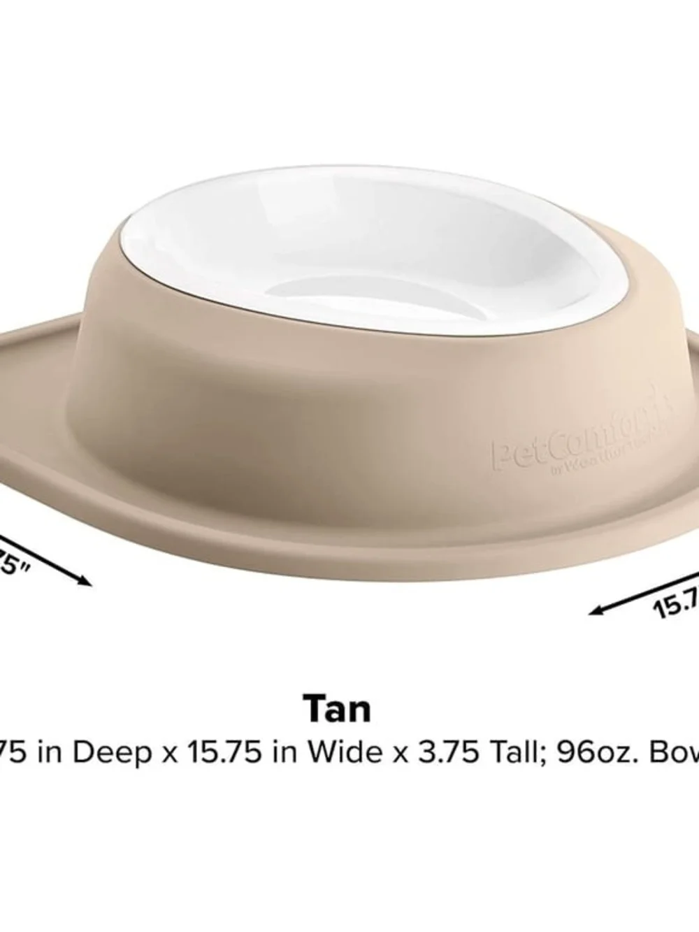 PetComfort Beige Non-Slip Elevated Dog Bowl with White Insert